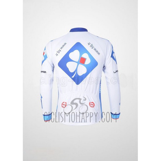 FDJ Cycling Jersey Bib Tight 2010 Long Sleeve White and Sky Blue